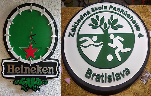 Metal logo offset from wall