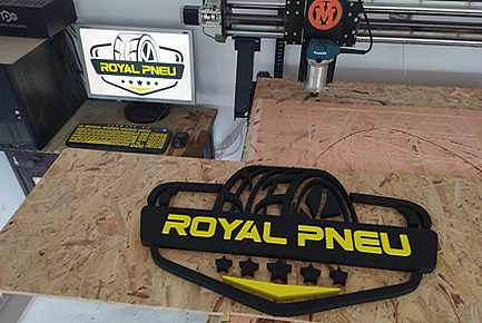 Backlit logo made of plastic and plexiglass