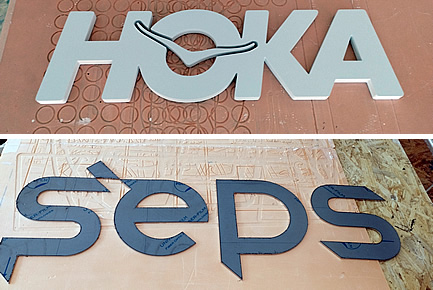 Logos made of plastic and plexiglass