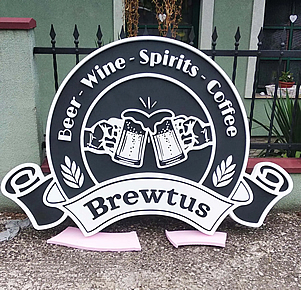 Logo made of plastic and polystyrene