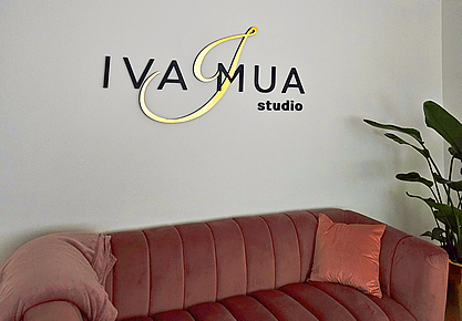 Plastic logo with gold foil
